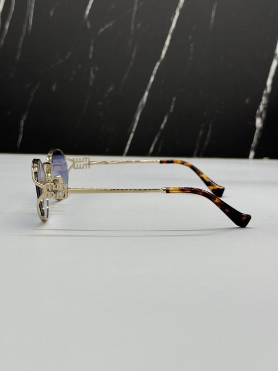 NEW MIU MIU MU52YS ZVN80O GOLD BLUE SUNGLASSES MIU MIU MU 52YS ZVN80O